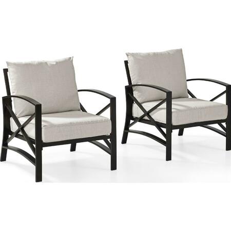 CROSLEY 2 Piece Kaplan Outdoor Seating Set with Oatmeal Cushion - Two Kaplan Outdoor Chairs KO60013BZ-OL